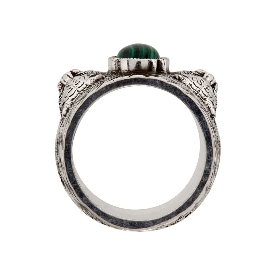 Double Gucci Feline Garden Green Ring