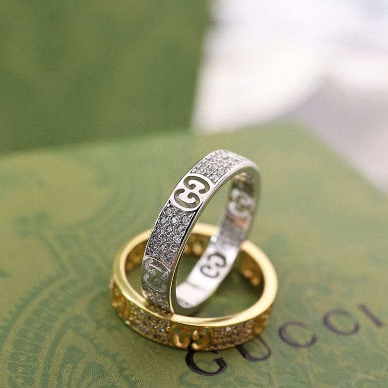 18K Double Gucci Icon Full Diamonds Ring