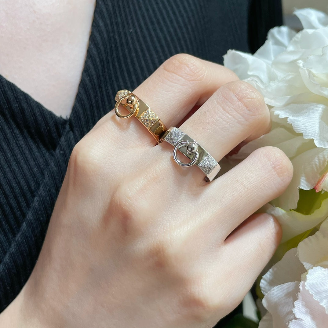 18K Collier De Chien Lock Diamonds Hermes Ring