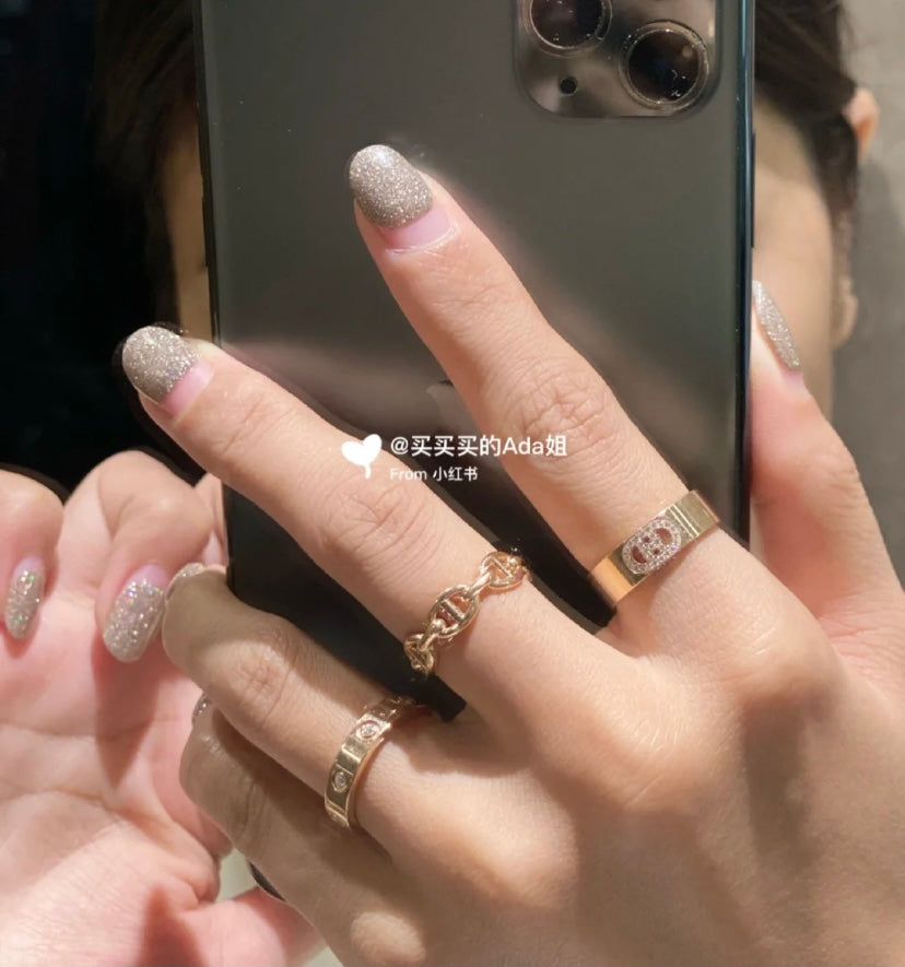 18K Chaine D'Ancre Enchainee Hermes Ring