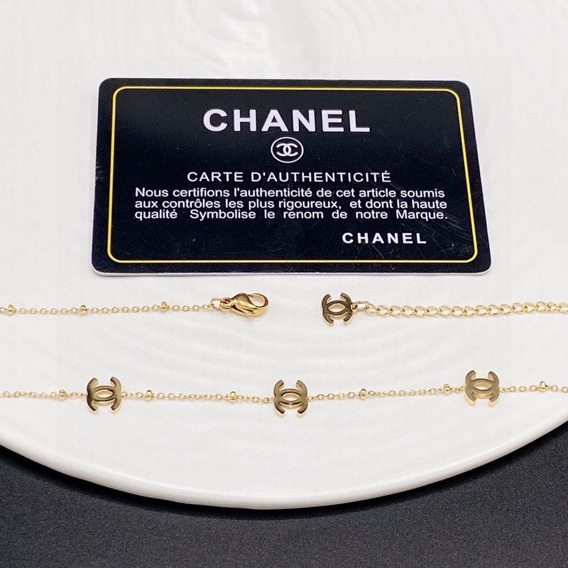 18K  Chanel Small Logo Gold Necklace