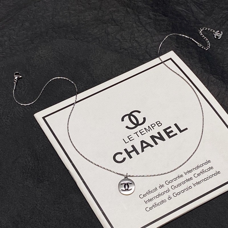 18K  Chanel Round Logo Necklace