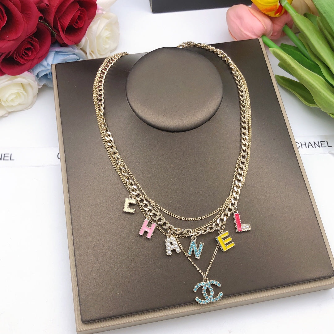 18K  Chanel Color Typo Necklace