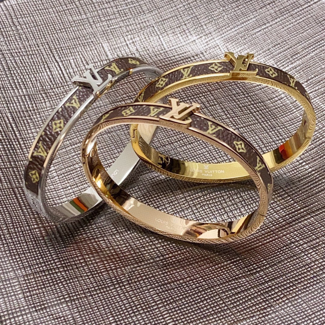 18K Louis Vuitton Leather Vintage Bracelet